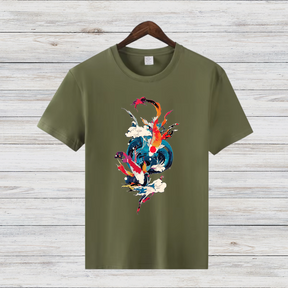 Mystische Koi Fische | Asiatisches Kunst T-Shirt | Winterliches Statement Shirt | Elegantes Baumwollshirt für Stilbewusste