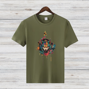 Mystischer Wolf | Künstlerisches T-Shirt | Wildes Design für Tierliebhaber | Cooles Statement Shirt für Männer