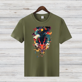 Mystischer Drachengeist | Asiatisches Kunst T-Shirt | Fantasievolles Design | Streetwear Shirt für Wintertage