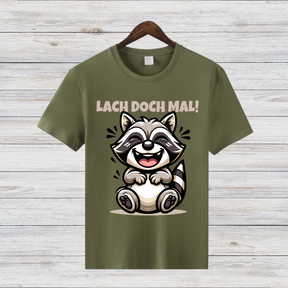 Lach doch mal! | Lustiges Waschbär T-Shirt | Humorvolles Geschenk | Statement Shirt für Gute Laune
