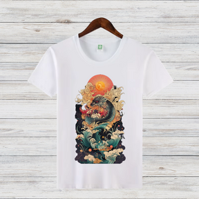 Mystischer Drachengeist | Japanisches Kunst T-Shirt | Asiatisches Drachen-Design | Stilvolles Winter-Statement | Baumwollshirt für Fantasy-Fans