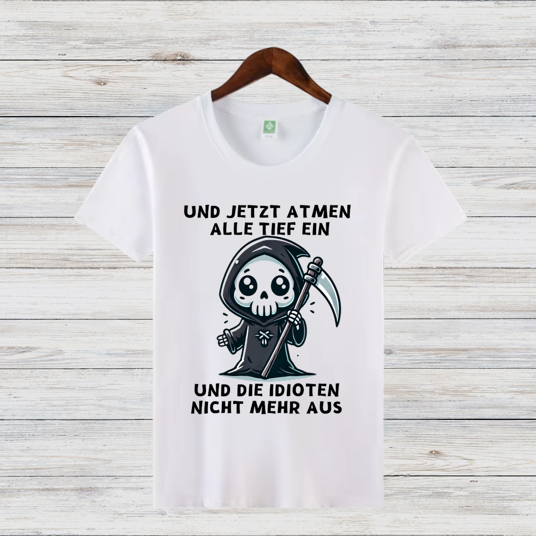 Sensenmann Shirt | Humorvolles Statement | Lustiges Winterdesign | Damen T-Shirt für kalte Tage