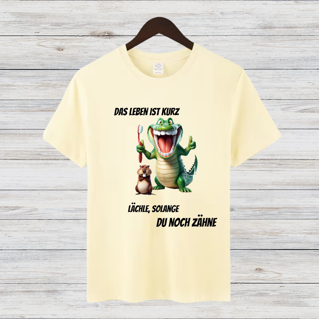 Krokodil & Hamster Shirt | Lustiges Statement | Humorvolles Design für Zahnliebhaber | Baumwoll-T-Shirt für kalte Tage