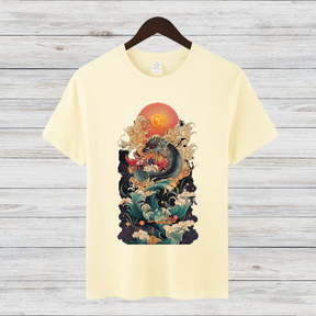 Mystischer Drachengeist | Japanisches Kunst T-Shirt | Asiatisches Drachen-Design | Stilvolles Winter-Statement | Baumwollshirt für Fantasy-Fans