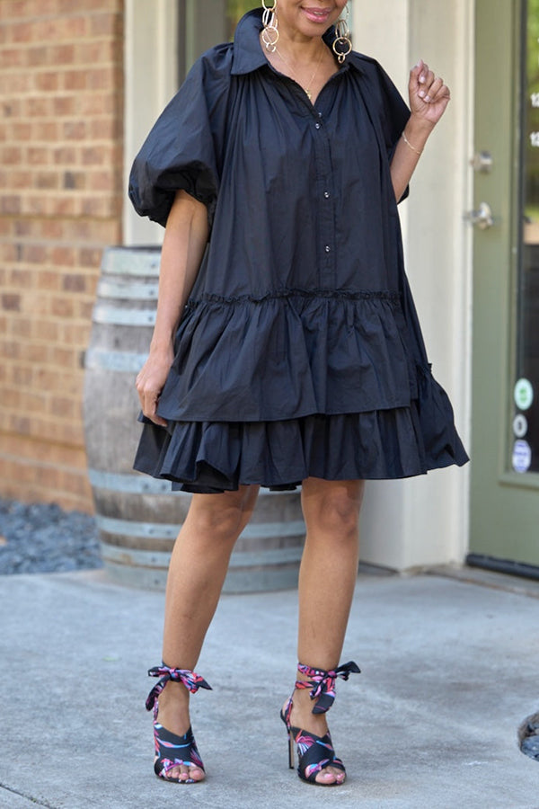 Ruffle magic puff sleeve dress