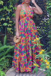 Sea of ​​Flowers Halterneck Maxi Dress