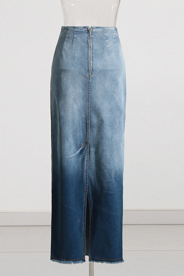 Denim gradient fashion skirt