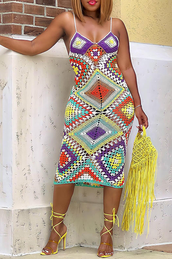 Playful crochet flattering dress