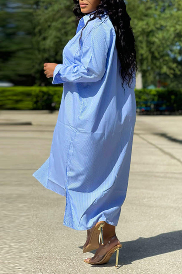 High slit elegance shirt dress