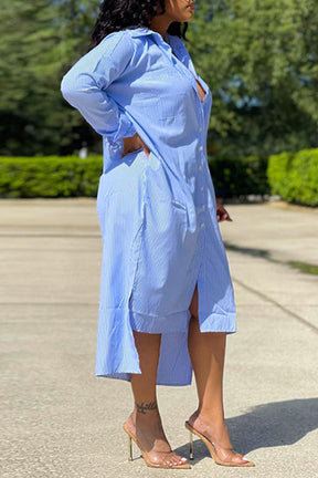 High slit elegance shirt dress