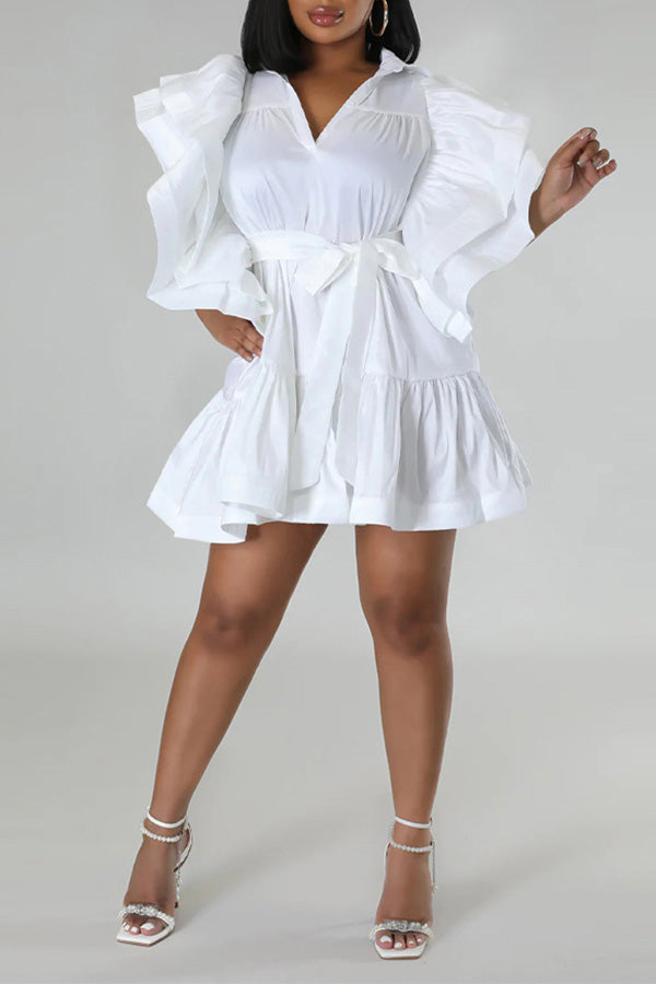 Ruffle Sleeve Elegance Dress