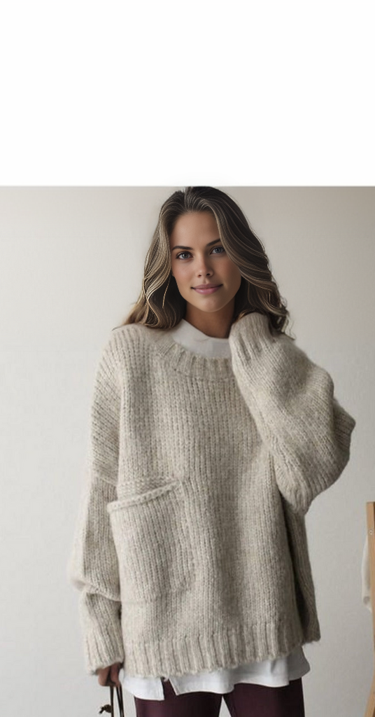 FallStil® - Oversize sweater with ivory pocket front