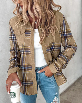 WinterTrend® - Coffee print outerwear with collar