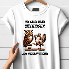 Was sagen Sie als Unbeteiligter | Lustiges Tier-Motiv Shirt | Humorvolles Eulen-Design | Witziges Statement Shirt für kalte Tage