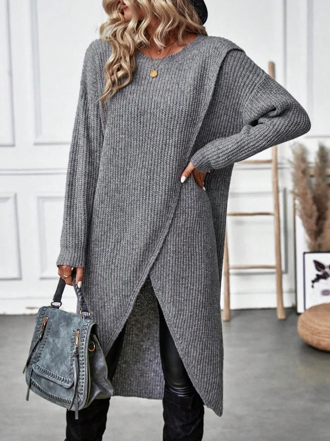 WinterTrend® - Comfortable plain sweater with round neck