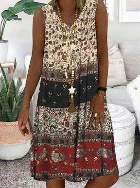 SpringStil® - Boho Chic Sleeveless Multicolor Prairie Mini Dress