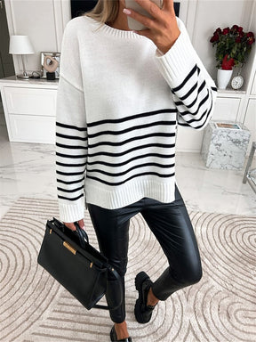 StrickSinn® - Black and white striped sweater