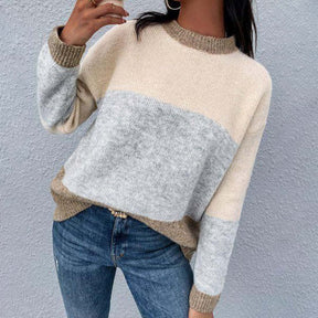 WinterTrend® - Grey Color Block Sweater