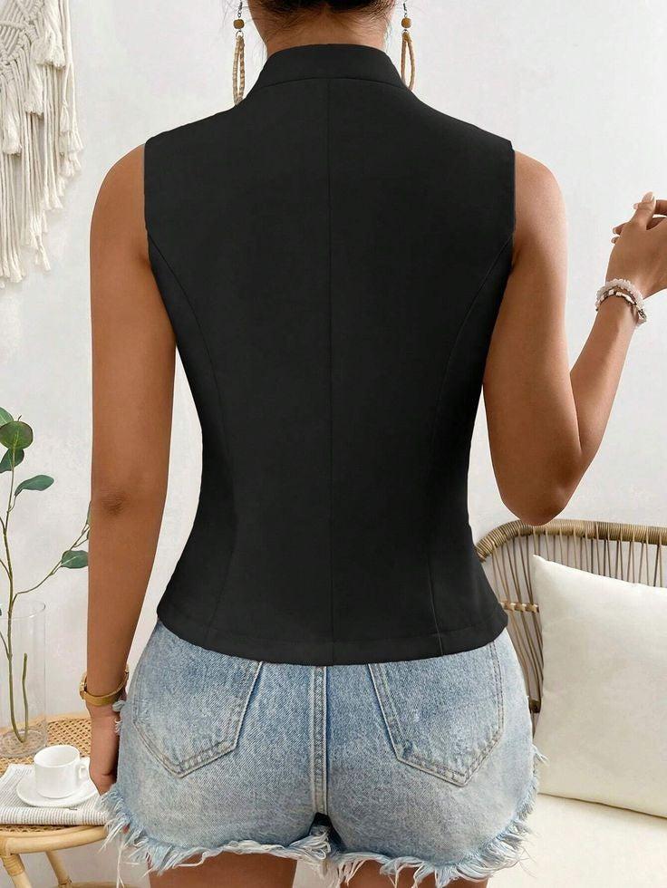 SpringStil® - Black sleeveless plain top