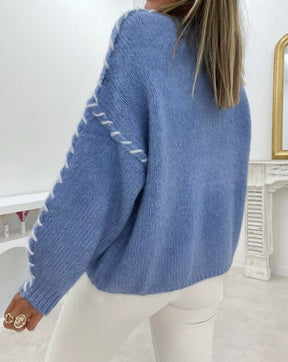 HerbstTrend® - Youthful plain blue long-sleeved sweater