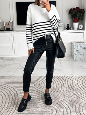 StrickSinn® - Black and white striped sweater