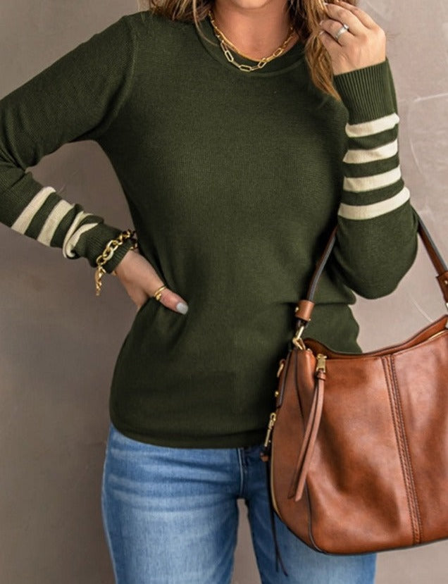 WinterStil® - Green round neck sweater with long sleeves