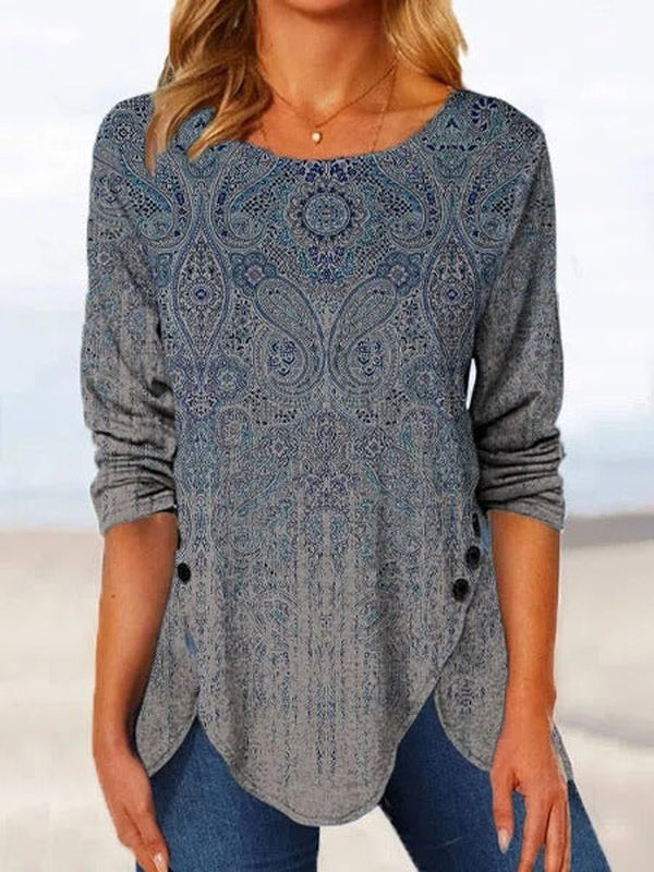 FallStil® - Blue Ombre Fade Luxe Print Tunic Top