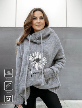 HerbstTrend® - Grey hoodie with floral print