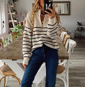 Naturlux® - Casual black and white striped sweater