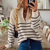 Naturlux® - Casual black and white striped sweater