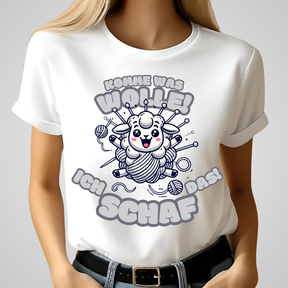 Komme was Wolle | Lustiges T-Shirt mit Schaf-Motiv | Humorvolles Winterdesign | Statement Shirt für Strickfans