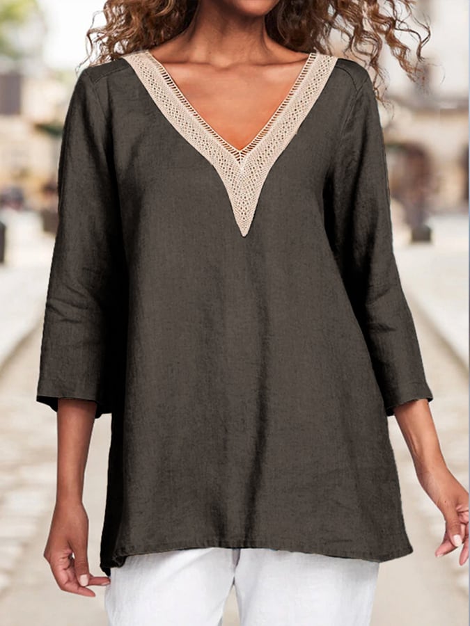 V-neck lace shirt