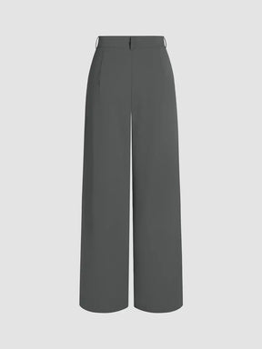 BioBlüte® - Anthracite Elegant Wide-Leg Office Trousers