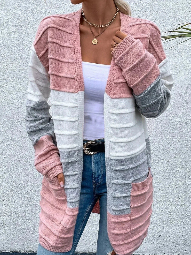 FallStil® - Open cardigan with pink color block