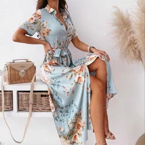 FloralBreeze Midi Wrap Dress