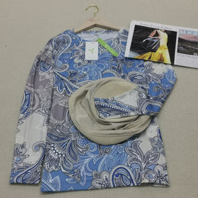 FallStil® - Long-sleeved top with blue floral paisley print