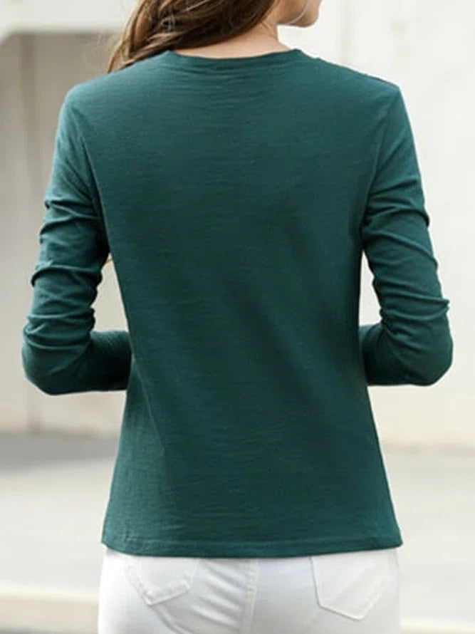 Even&amp;Vil® - Forest green long-sleeved top with round neck