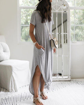 BlütenBliss® - Count on Me Light Grey Maxi Dress