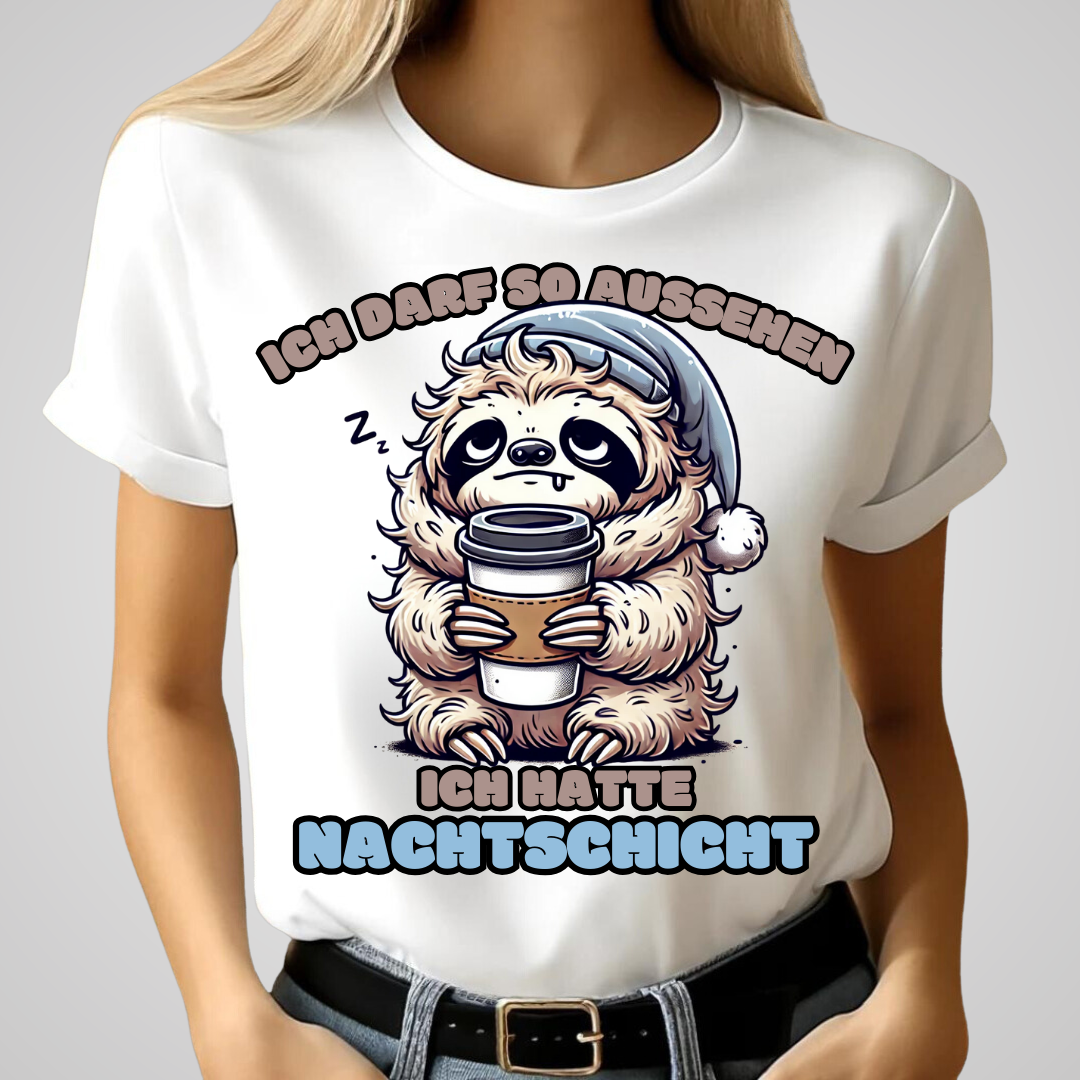 Faultier Nachtschicht | Lustiges Wintershirt | Humorvolles Faultier Design | Statement Shirt für kalte Tage