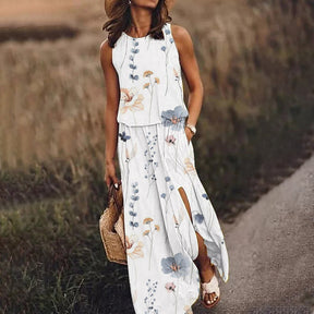 SpringStil® - White sleeveless maxi dress in baggy shape