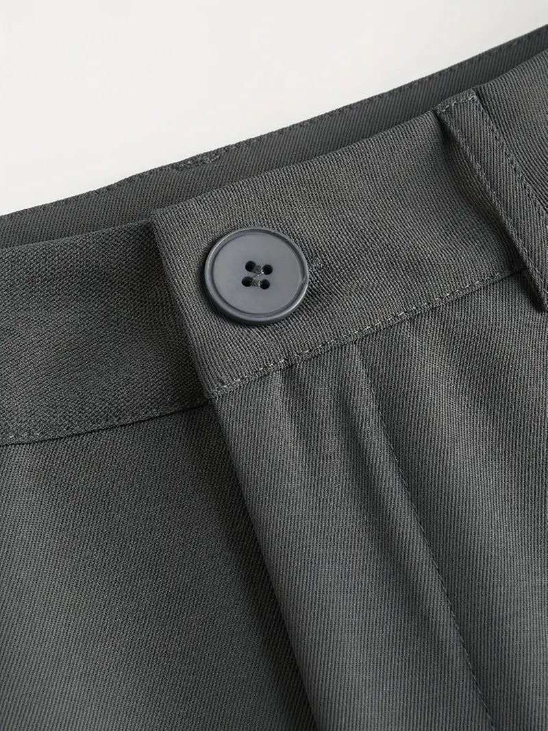 BioBlüte® - Anthracite Elegant Wide-Leg Office Trousers