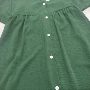 BlütenBliss® - Green plain baggy midi dress