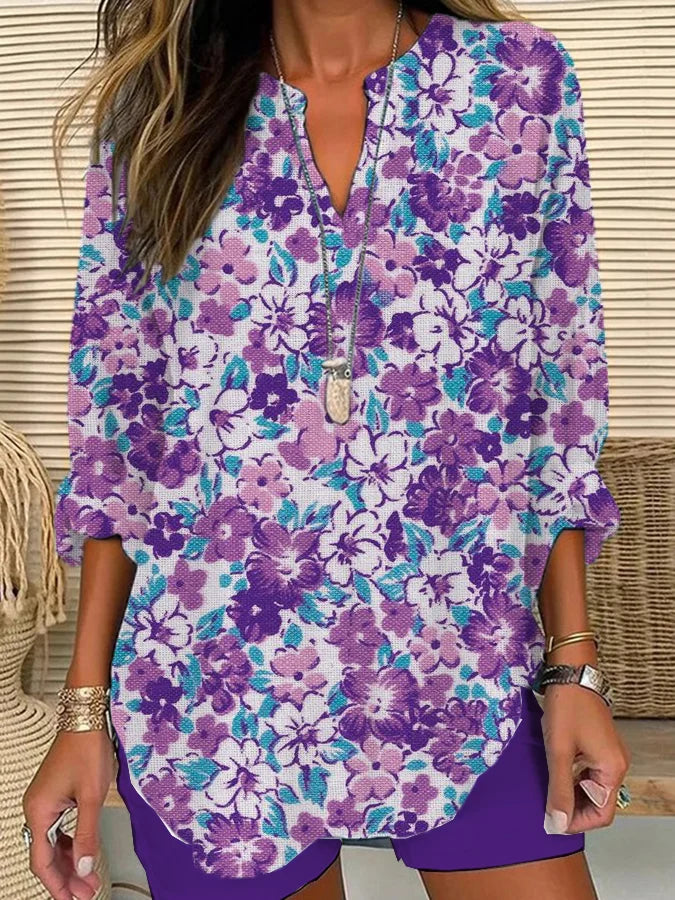 Purple flower blouse