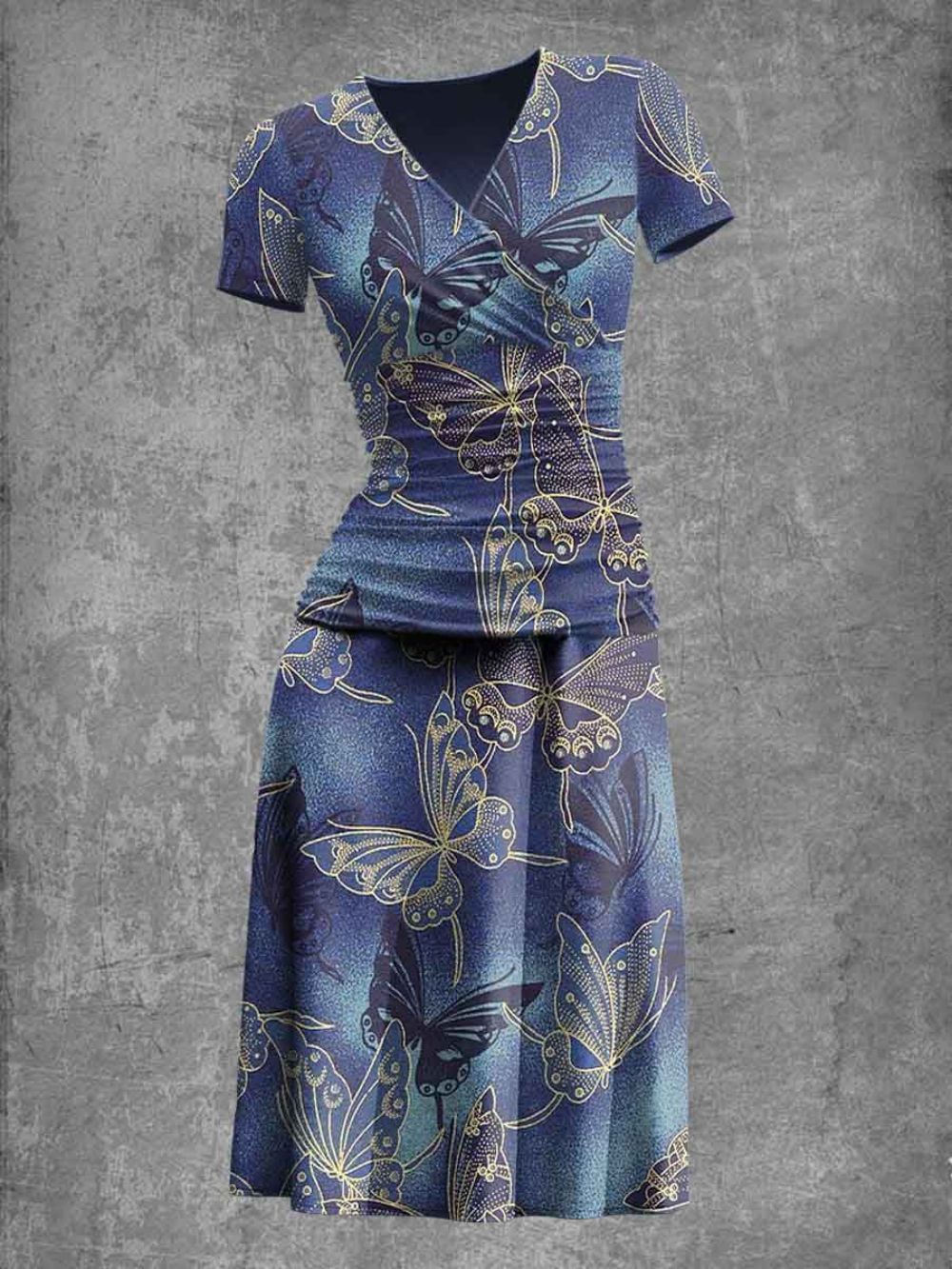 EcoExotica® - Women's Butterfly Art Print Midi Dress