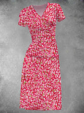 EcoExotica® - Women's two-piece midi dress with pink zigzag floral print