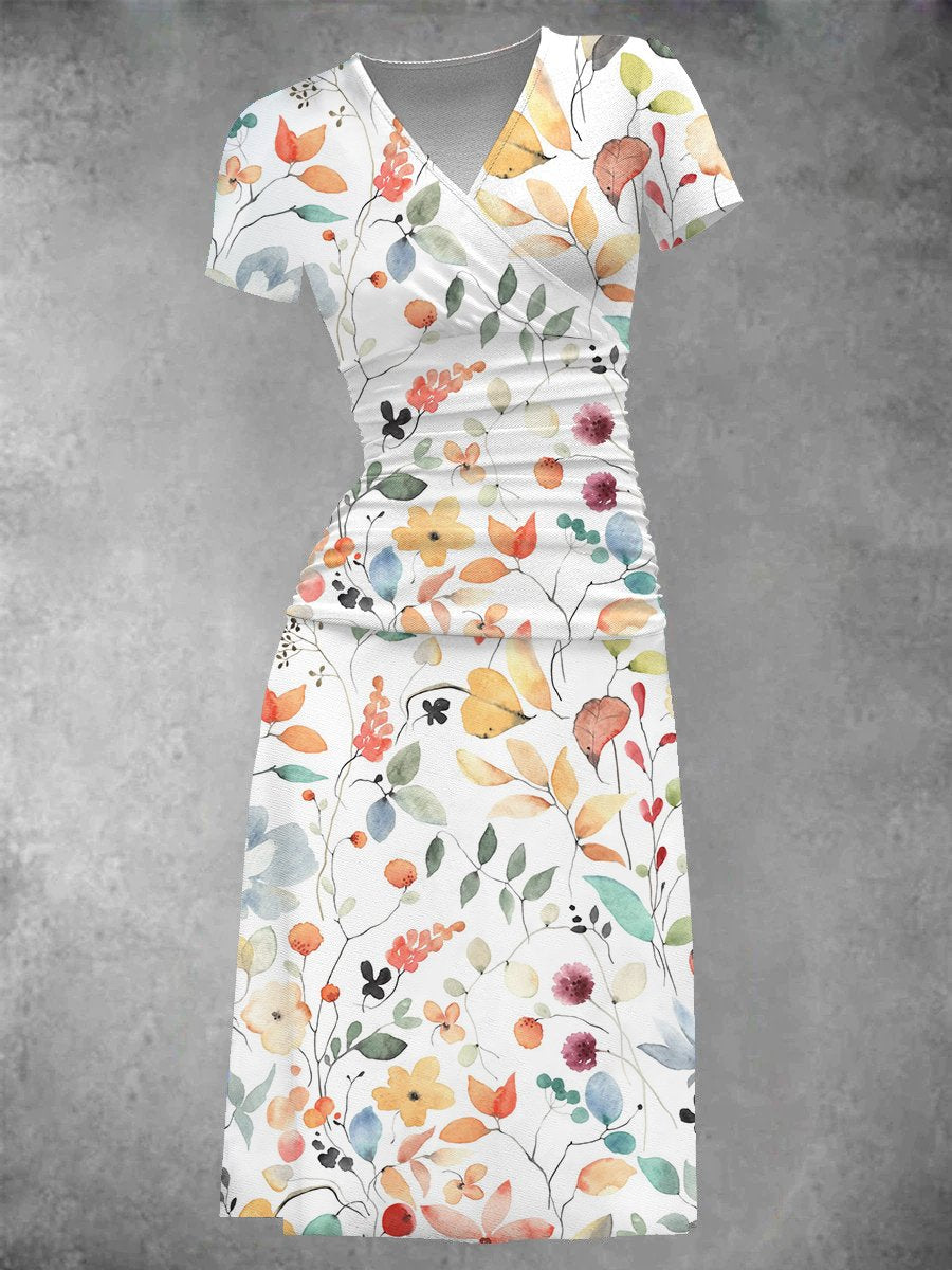 EcoExotica® - Two-piece midi dress with colorful floral print for women