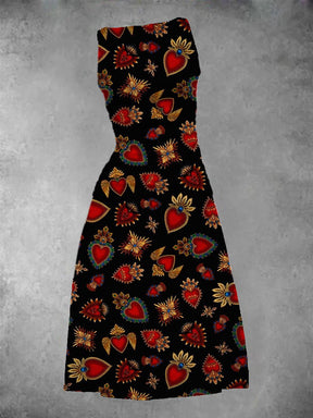 BlütenBliss® - Women Sacred Heart Prints Maxi Dress