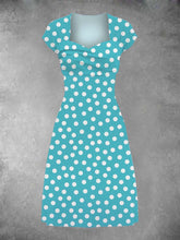 EcoExotica® - Casual midi dress in retro look with polka dots and patchwork