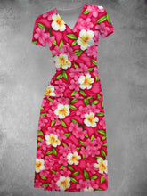 BlütenBliss® - Women's Vintage Aloha Island Floral Print Midi Dress