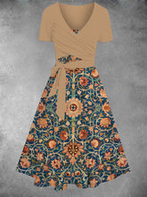 EcoExotica® - Two-piece women's dress with floral print in coffee